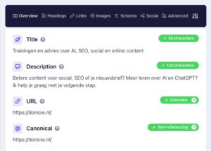 Screenshot Detailed SEO, handige tool voor snelle on-page seo-analyse.