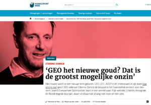 Interview op Managementboek met Etienne Donicie over GEO, SEO en Search Everywhere Optimization